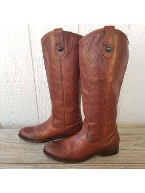 Frye Classic Melissa Button Womens Brown Leather Tall Riding Boots 7.5 B 77167
